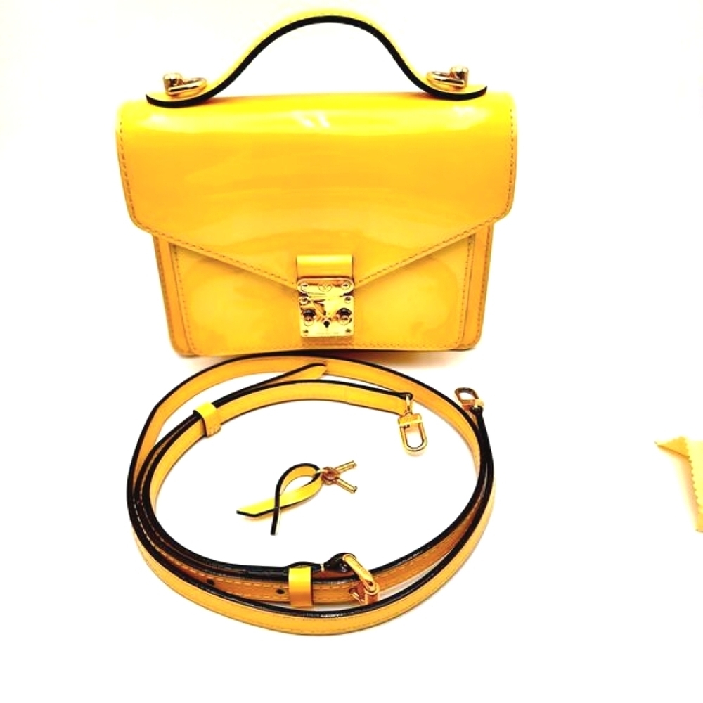 LOUIS VUITTON Yellow Vernis Leather Monceau BB Bag